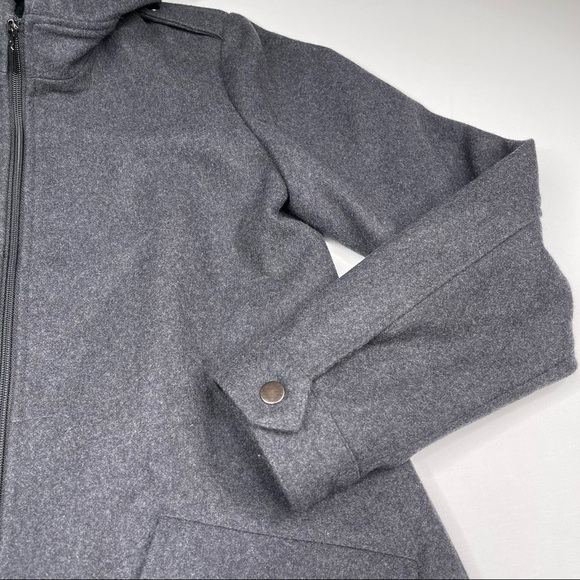 Aqua Jacket Pea Coat Long Winter Wool Blend Front Zip Hoodie Lined Warm Autumn - Picture 3 of 15